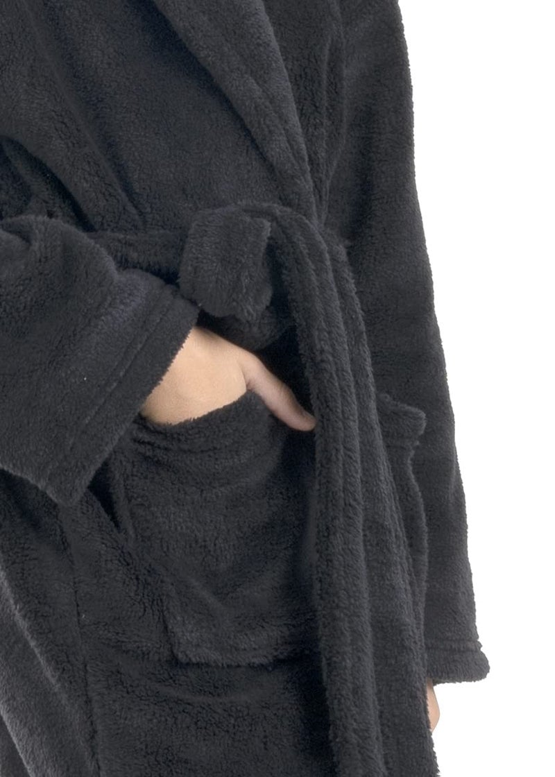 BC BARE COTTON Bare Cotton Kids Microfiber Fleece Shawl Robe - Girls (Large (Ages 9-12), Black) - Image 4